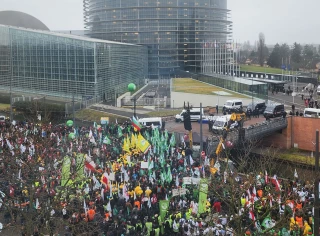 Plus de 5 000 agriculteurs devant le Parlement européen